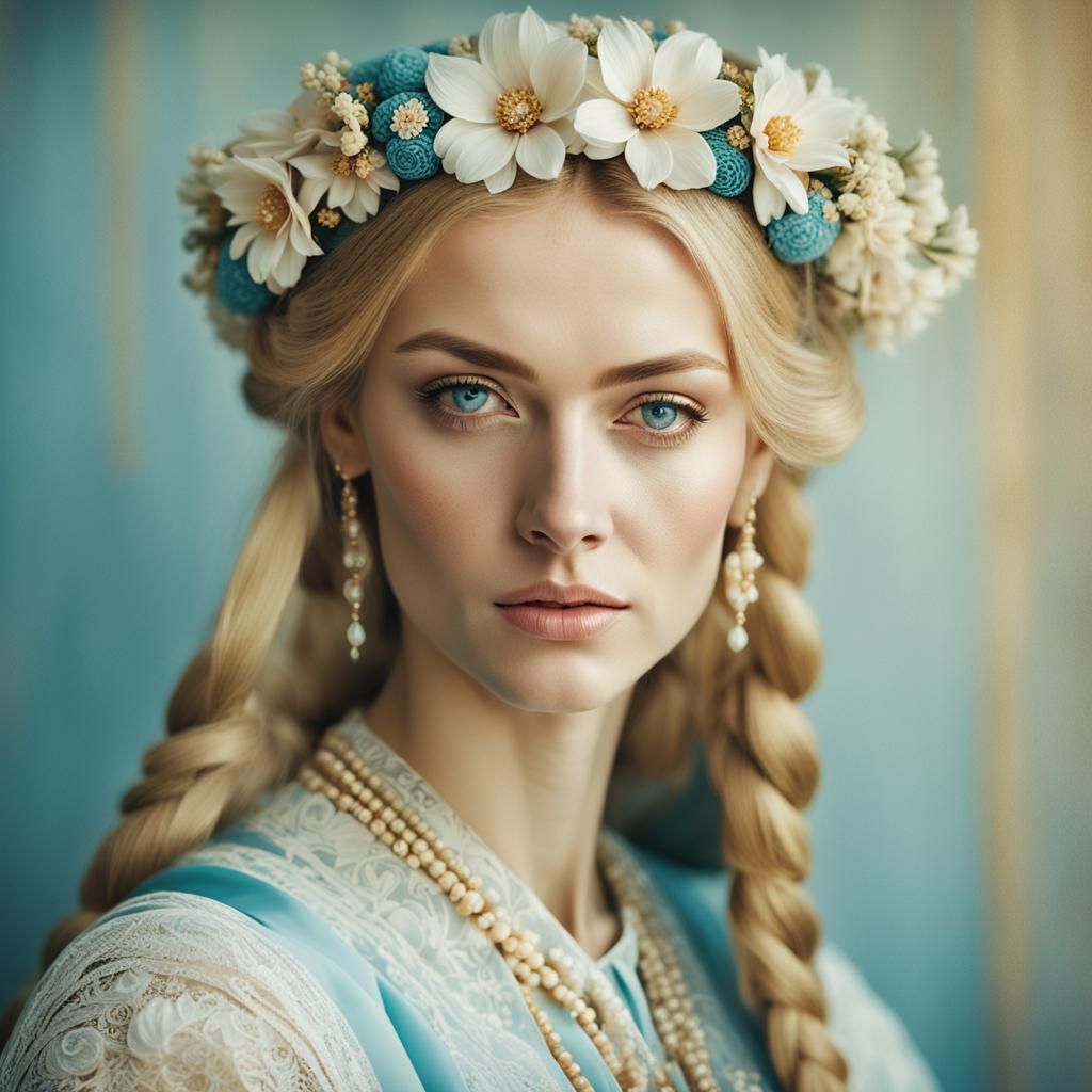 Angelic Russian Beauty in Vermeer Style