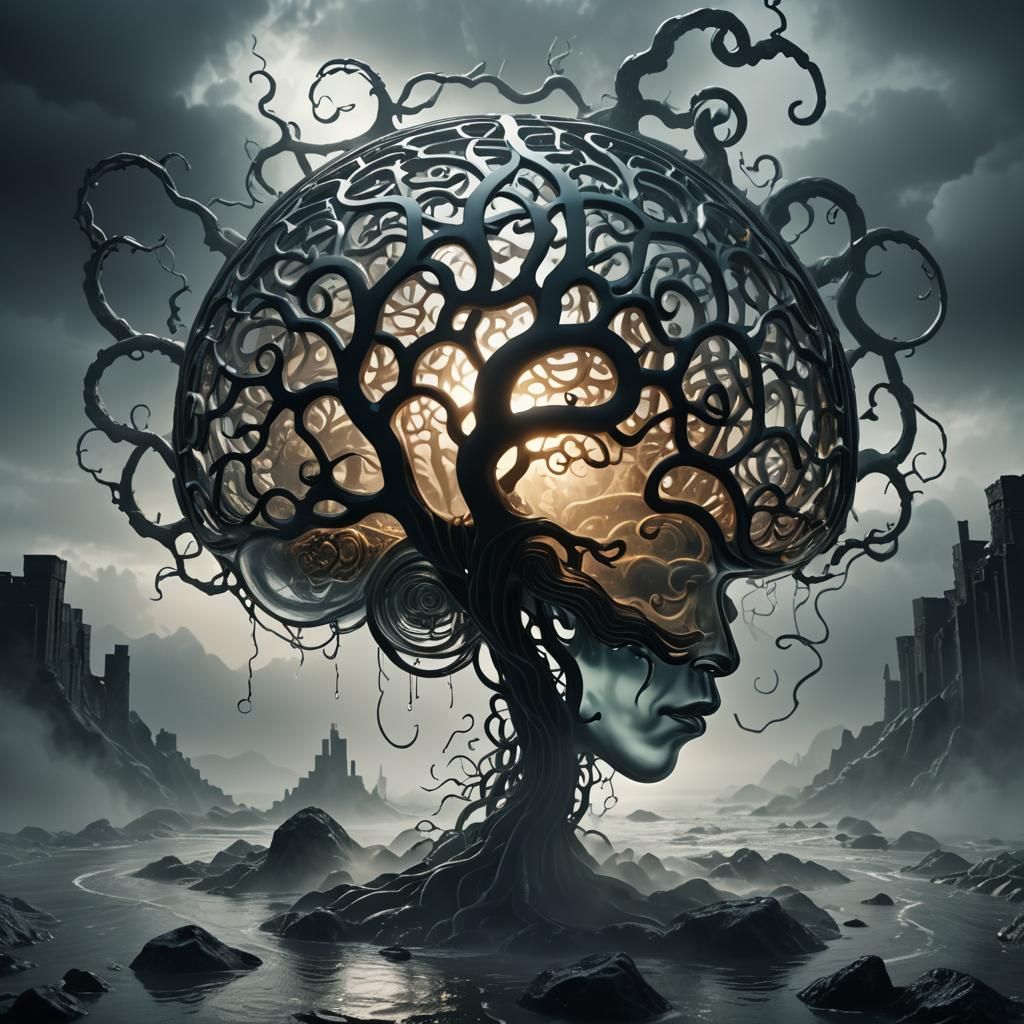 Surreal Glass A Shines in Dark Fantasy 3D Scene