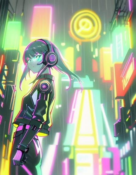 Neon Cityscape: Couple in Cyberpunk Style