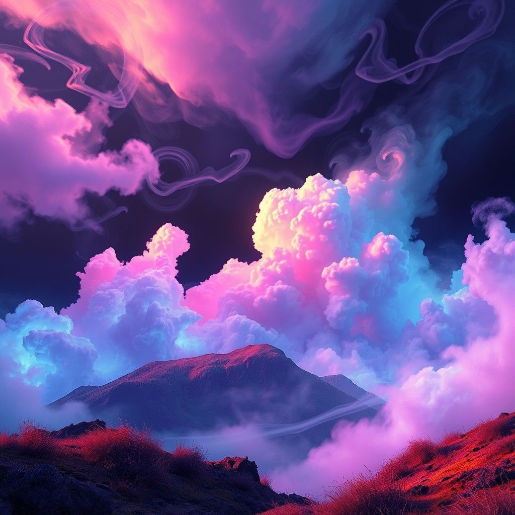 Ethereal Landscape with Iridescent Clouds in 8K