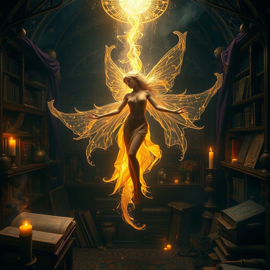 Ethereal Ariel in a Mystical, Ancient Sanctum