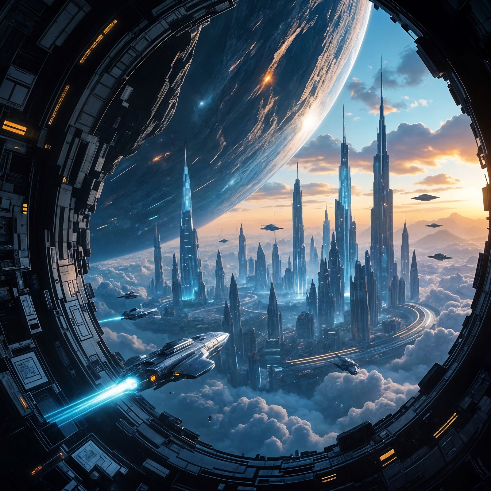 Futuristic Asteroid City with Cosmic Views