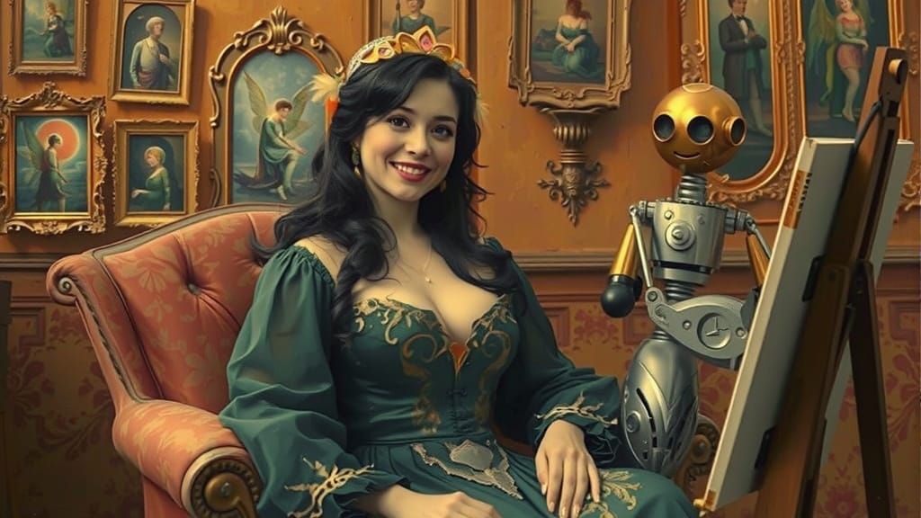 Fairy Painted by Robot in Retro-Futuristic Style