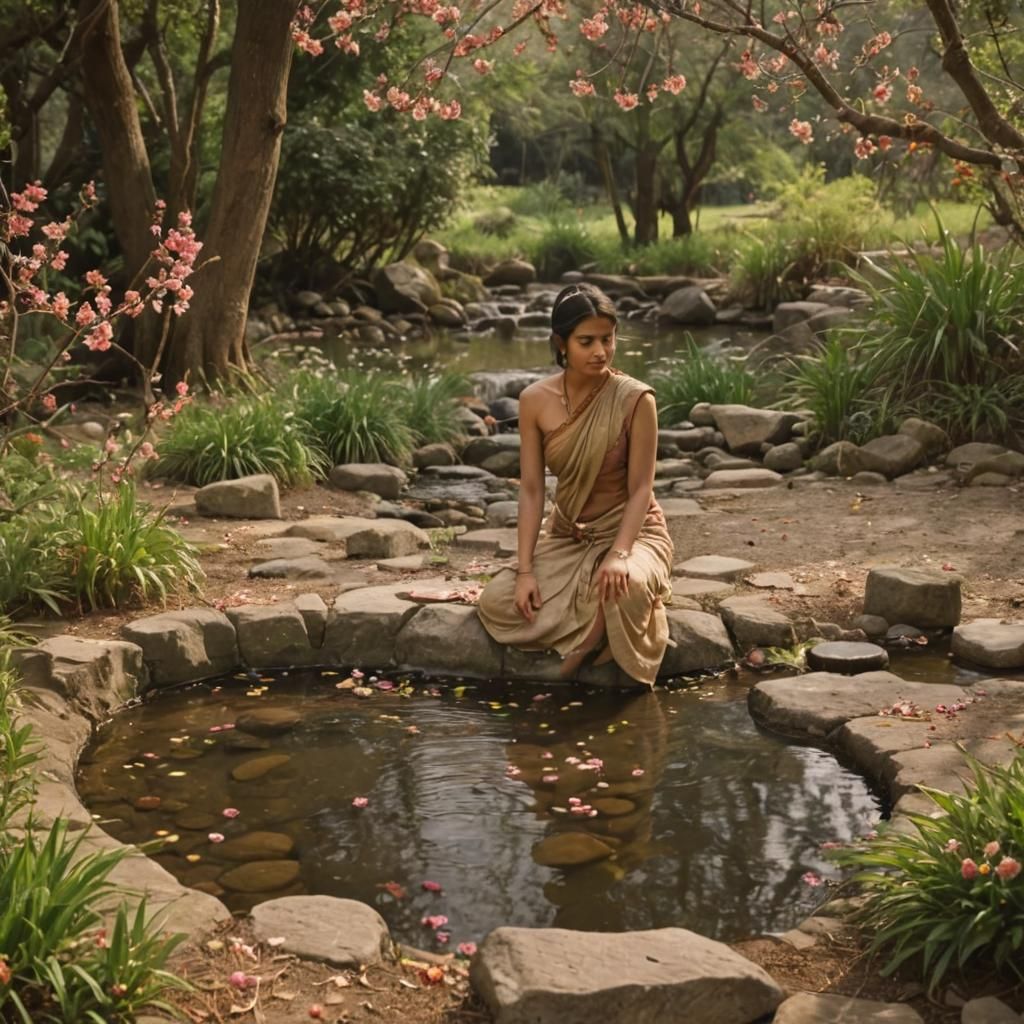 Ethereal Indian Faerie in Zen Garden