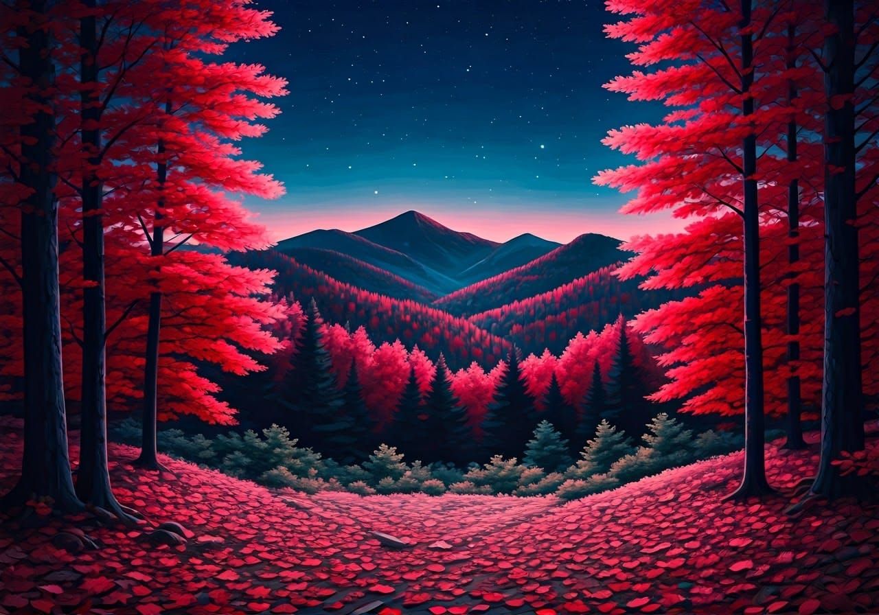 Appalachian Autumn Forest in Oil Painting Style