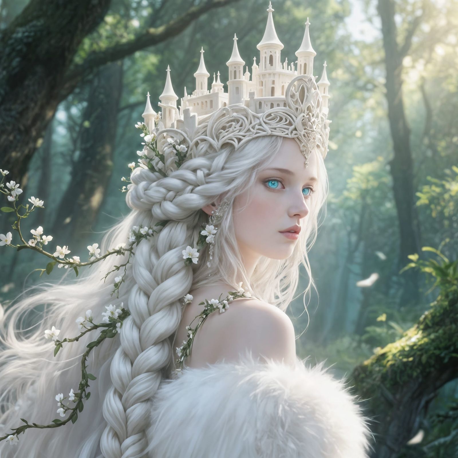 Ethereal Forest Queen with Ivory Castle Headdress