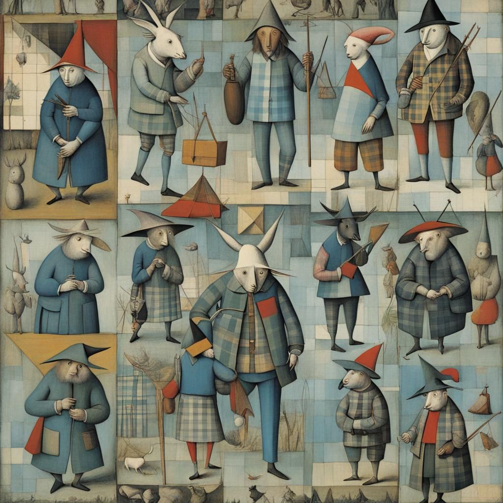 Surreal Plaid Pattern in Conflicting Styles