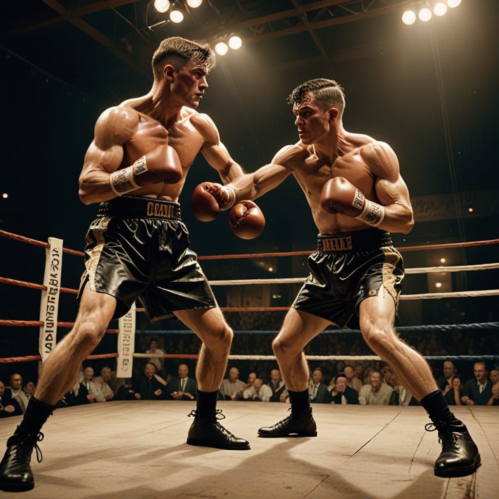 American Realism Boxers Engage in Epic Fight in Golden-Lit B...