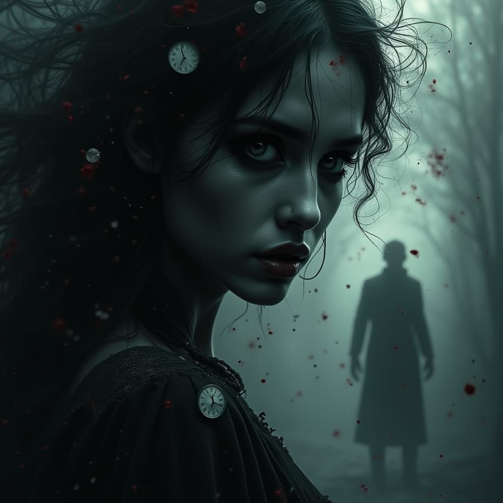 Gothic Horror Movie Poster with Mysterious Woman