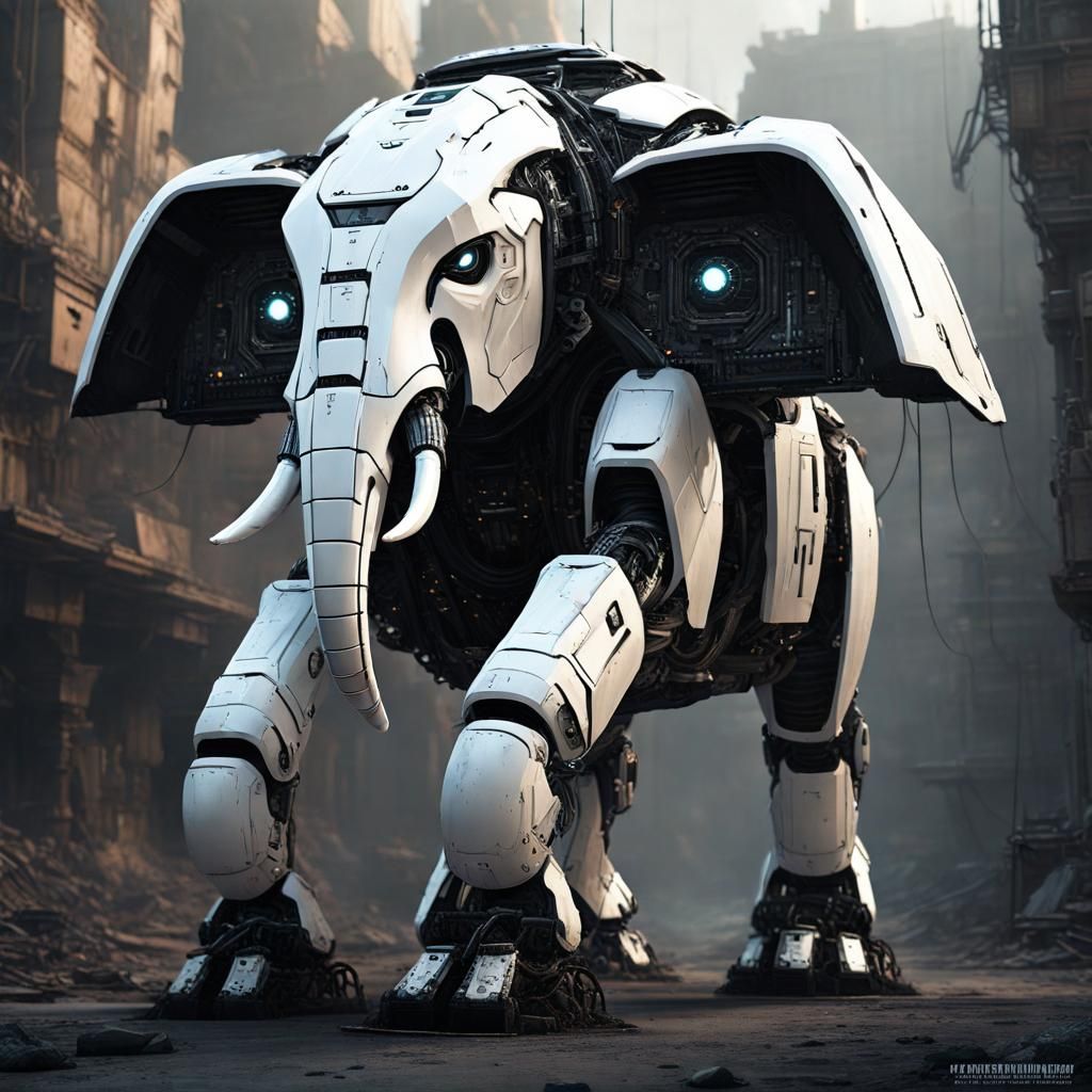 Robotic Elephant Droid in Digital Matte Painting