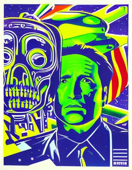 Surreal Alien Abduction Art in Cubist Style