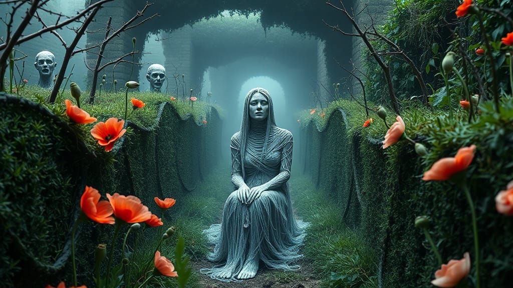 Gothic Horror Maze with Screaming Statues