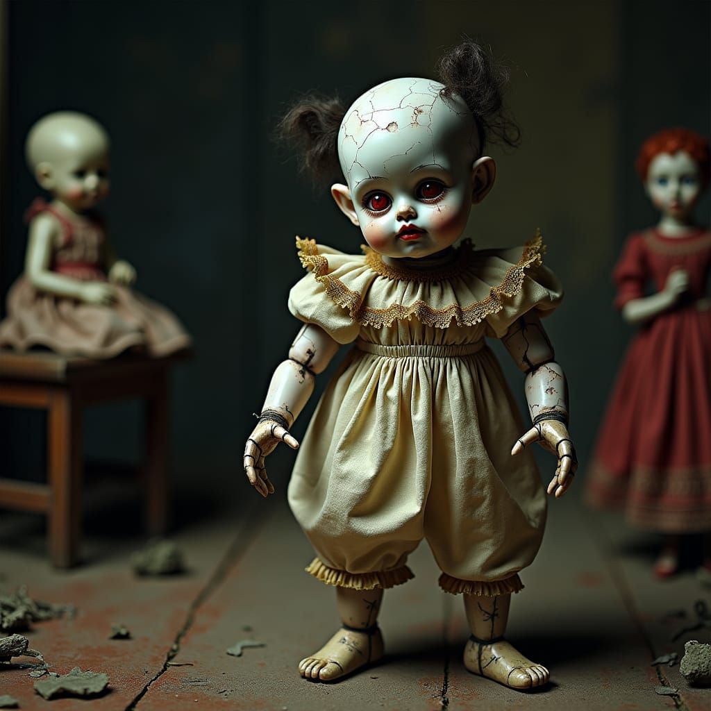 Creepy Antique Doll with Zombie Limbs