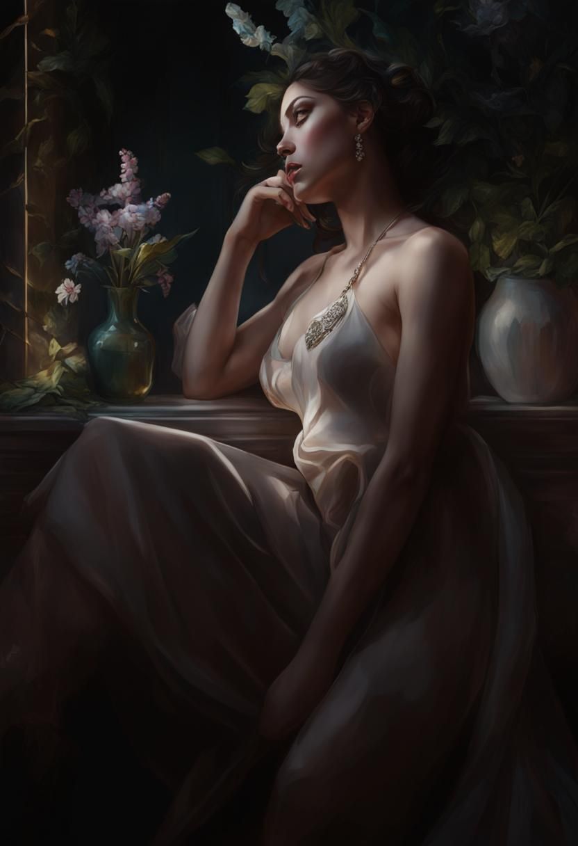 Singer Portrait in Hyperdetailed Art Nouveau Style