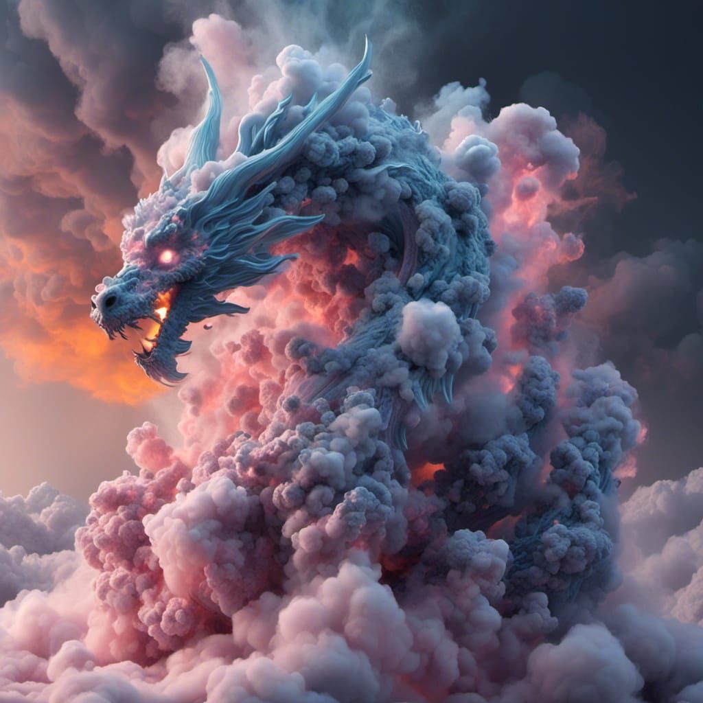 Pastel smoke dragon, emergence.