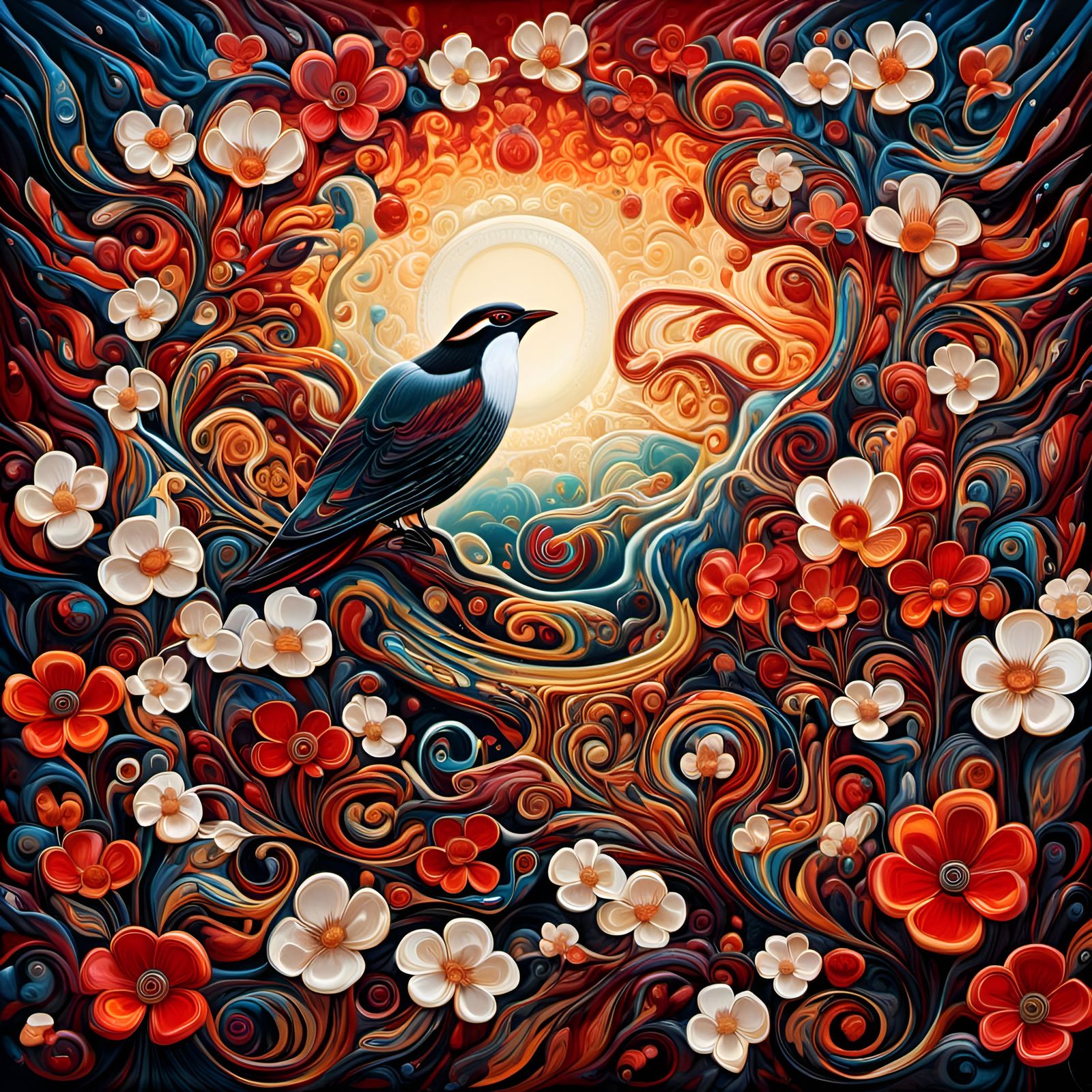 Pacific Dogwood Flowers in Northwest Coast Style