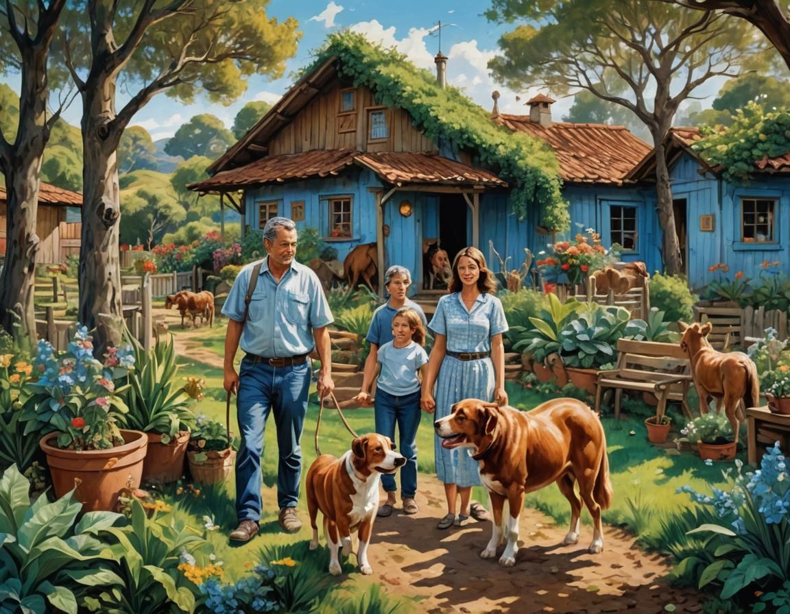 Idyllic Rural Scene in Impressionist Style