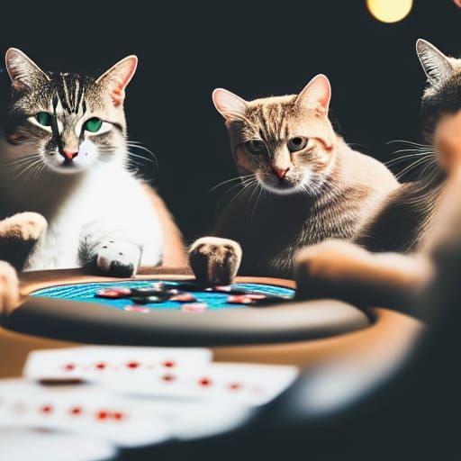 Cats Playing Poker in Natural Lighting