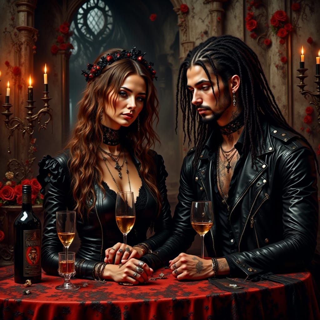 Gothic Romance in Neon Grunge Style