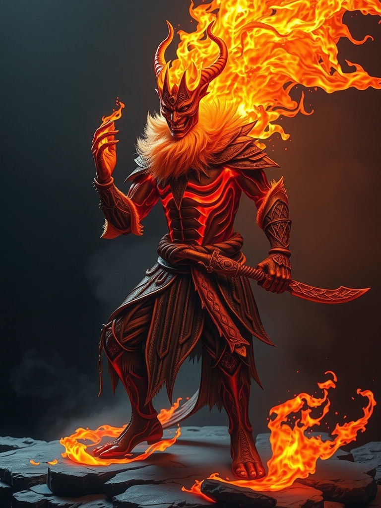 Fiery Mythical Warrior