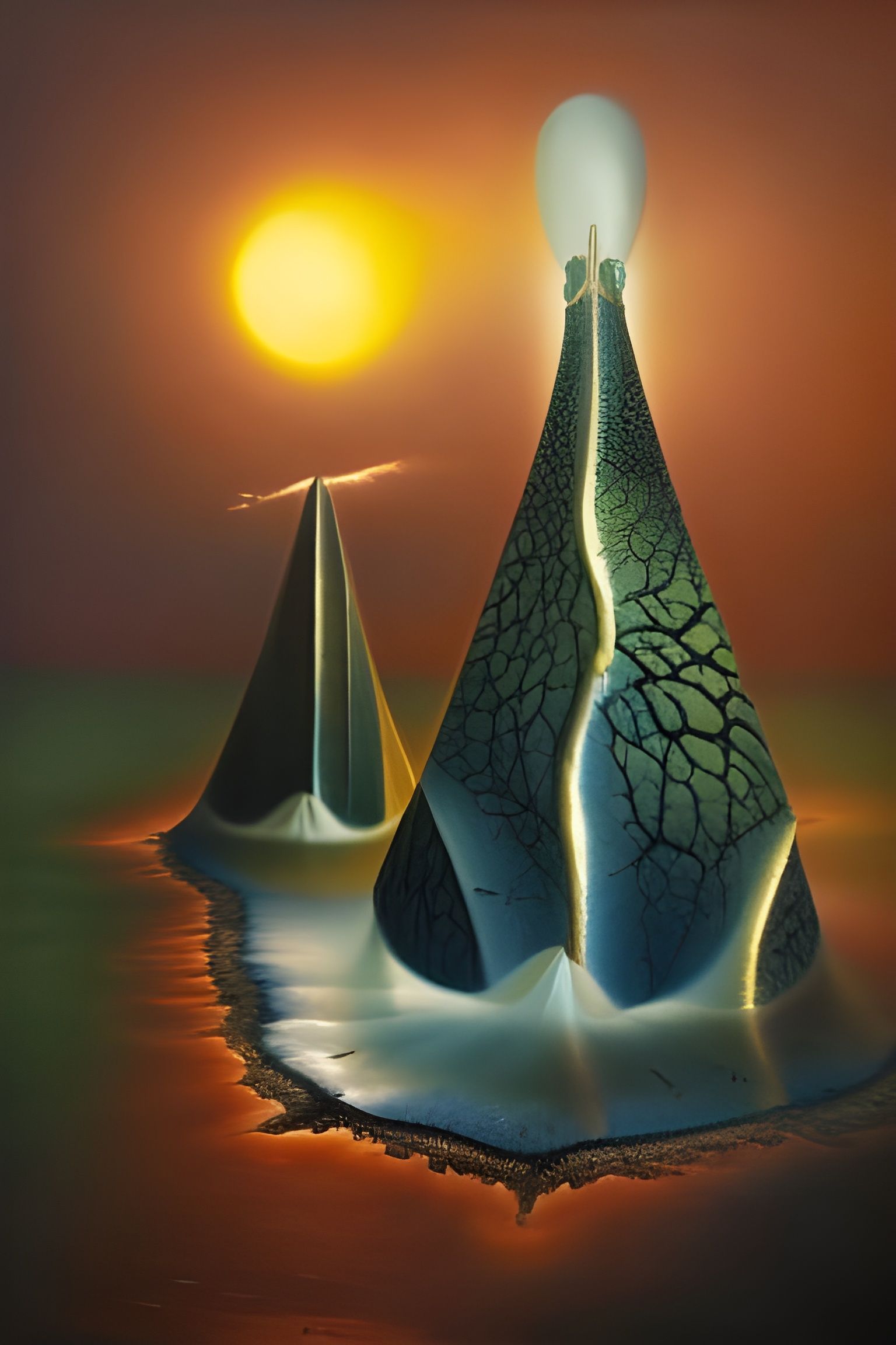 Surreal Landscape with Brain Trees: Digital Art
