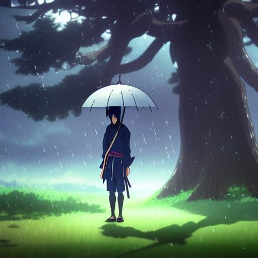 Samurai in Rain, Studio Ghibli Anime Visual