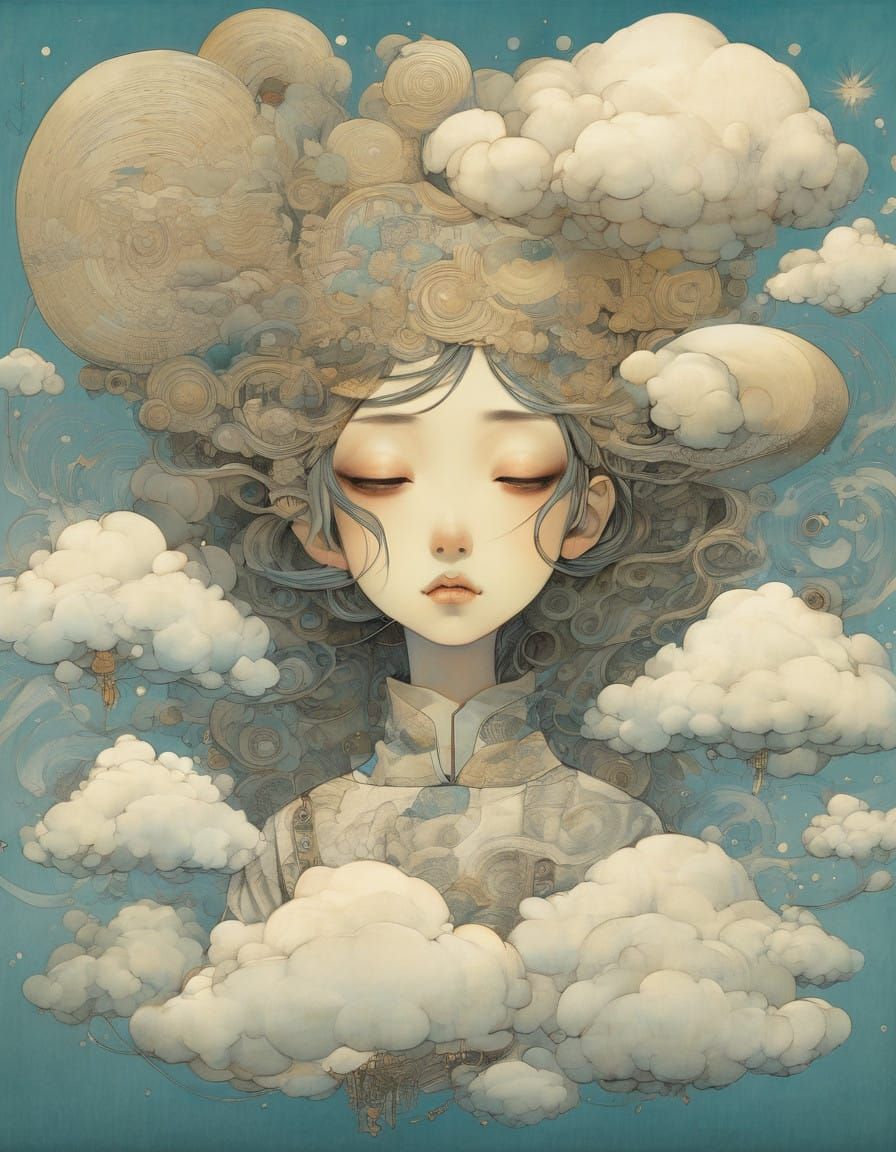 Clouds in Vibrant Watercolor Style