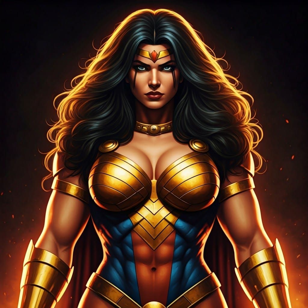 Heroic Big Barda Comic Book Illustration