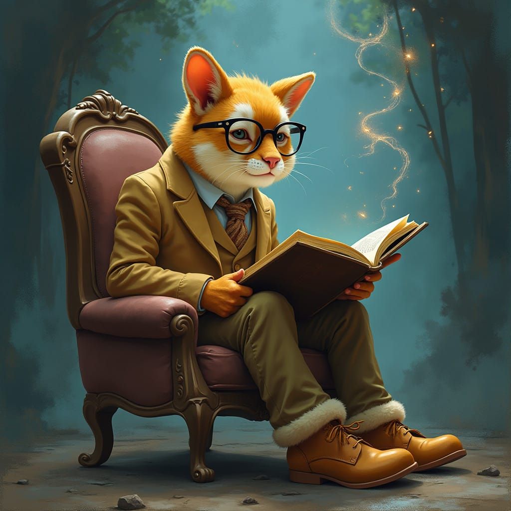 Mystical Scholar in Cozy Attire