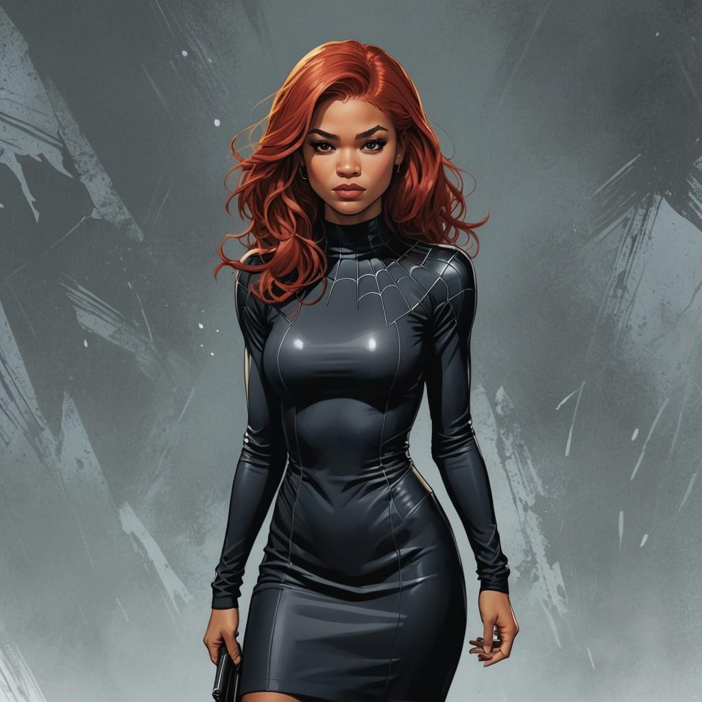 Comic Book Style Portrait of Red-Haired Woman
