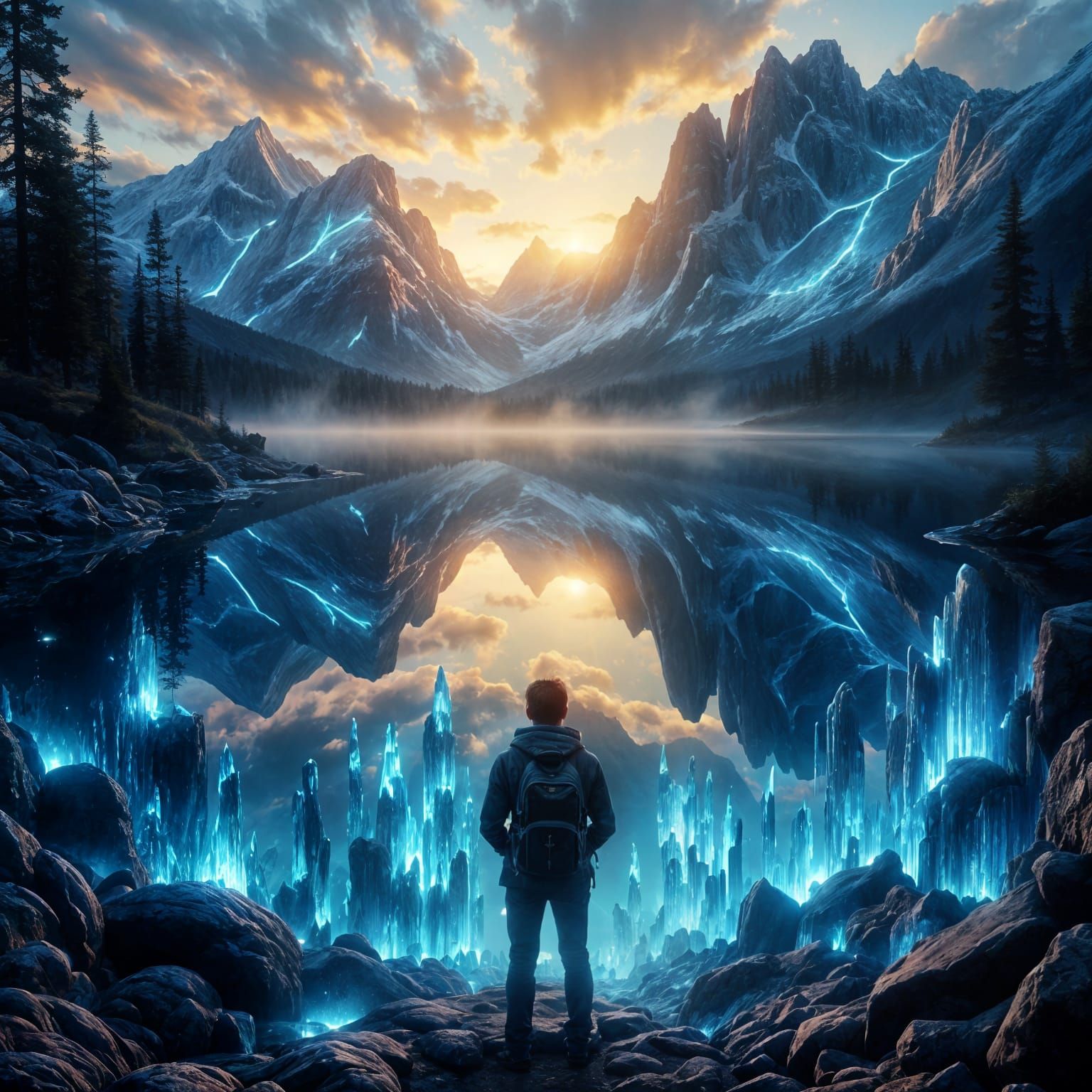 Hiker Discovers Crystal Kingdom in Mountain Lake Reflection