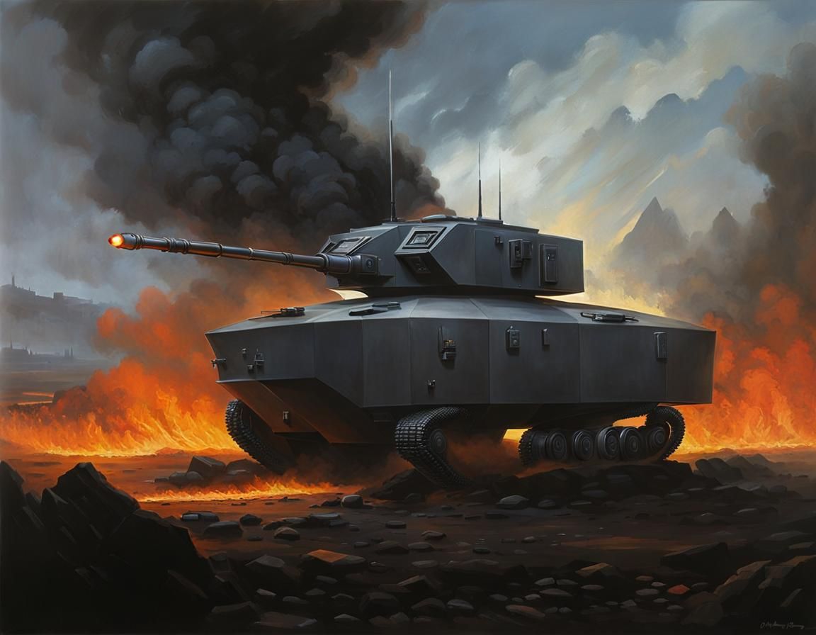 Sci-Fi Armored Sentry Turret on Battlefield