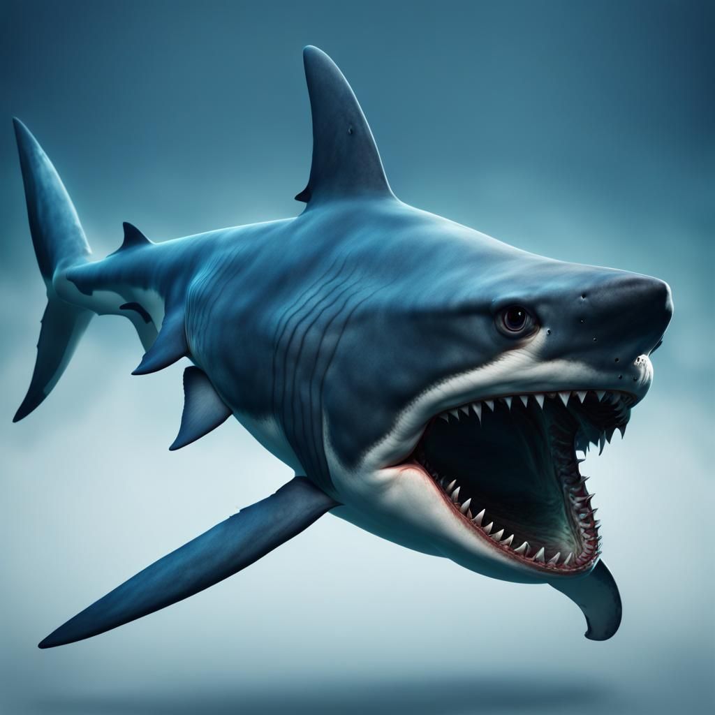 Scary Megalodon Shark in Deep Blue Sea