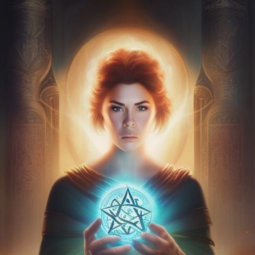 Enlightened Meditating Woman in a Starry Universe