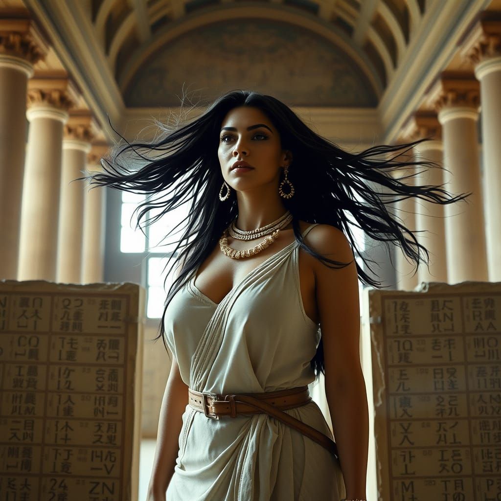 Kim Kardashian as Sumerian Priestess in Cinematic 35mm Style