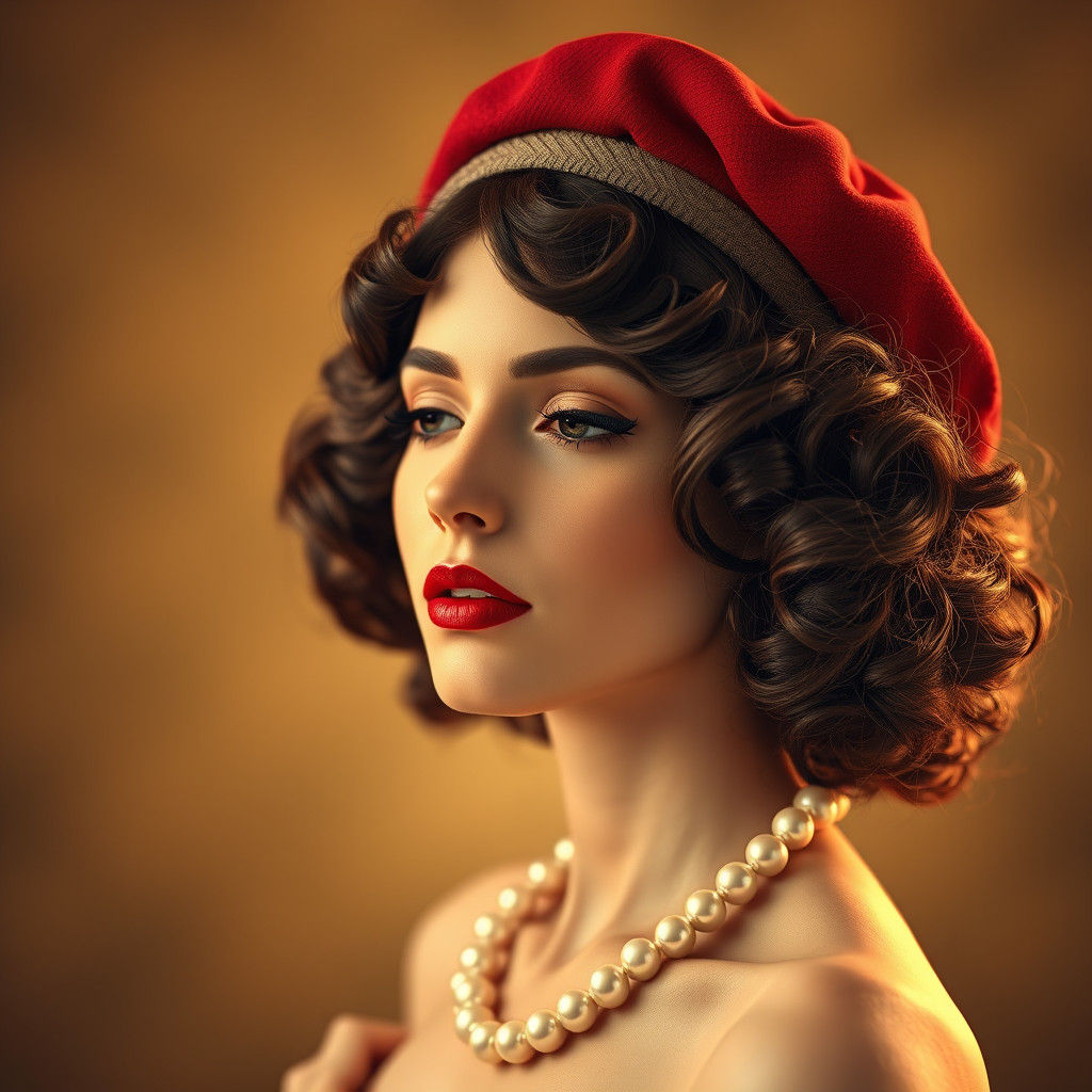Woman with Red Lipstick in Sepia Tones