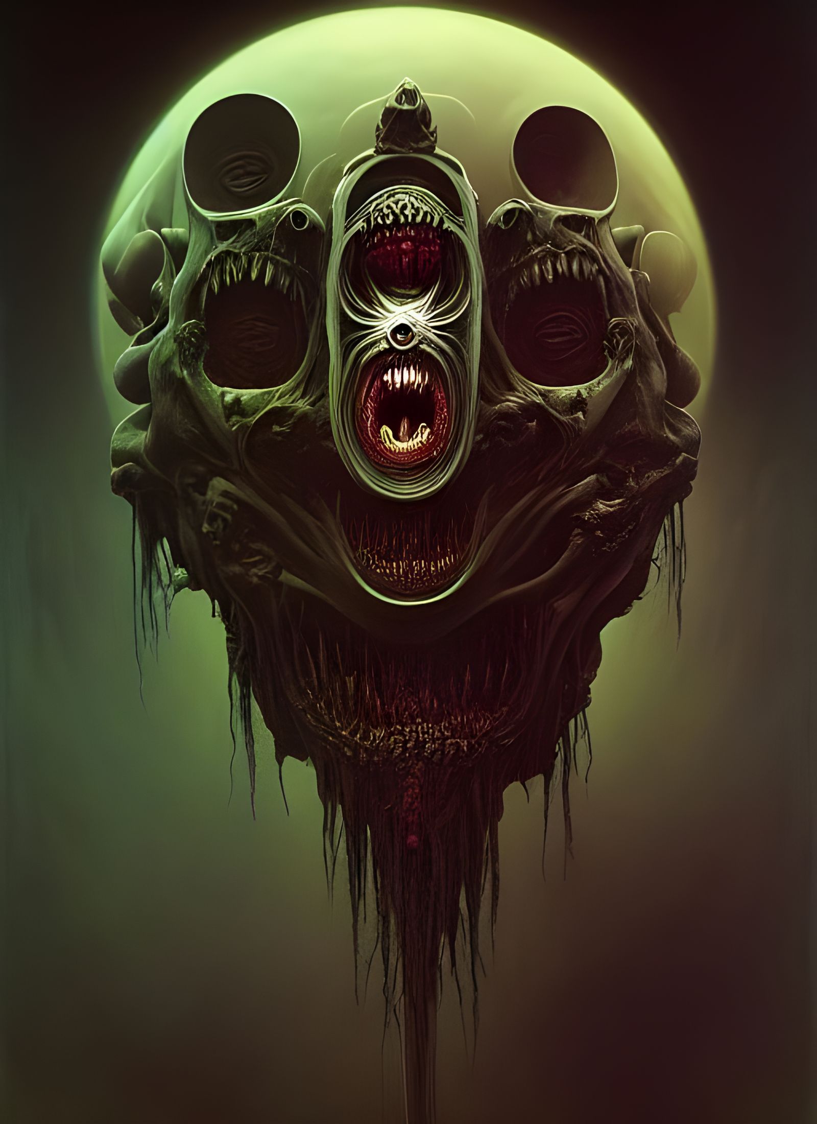 Scary Abomination Eating Brain in Art Nouveau Style