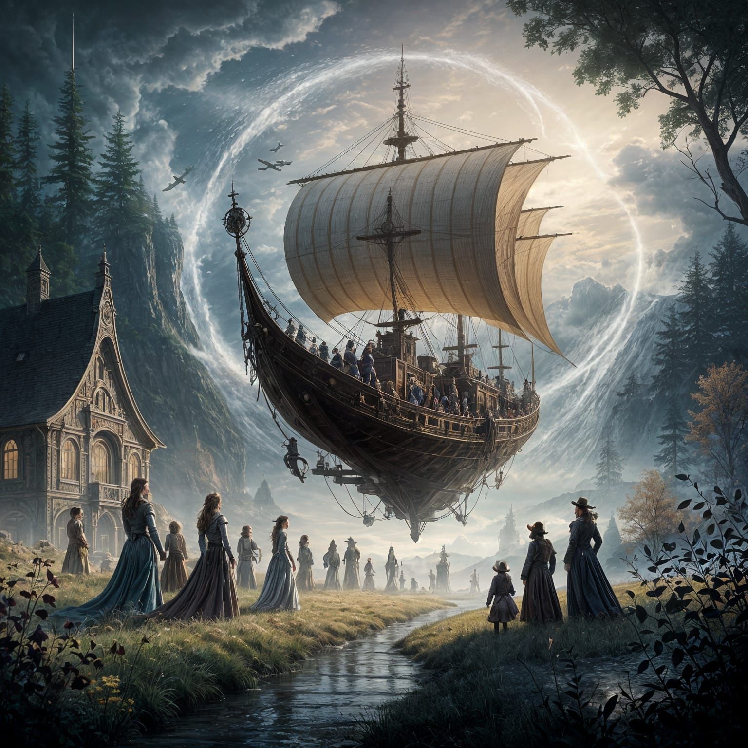 Steampunk Airship Festival with Ethereal Magic