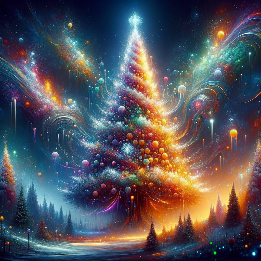 Fantastical New Year Tree in Deep, Rich Colors