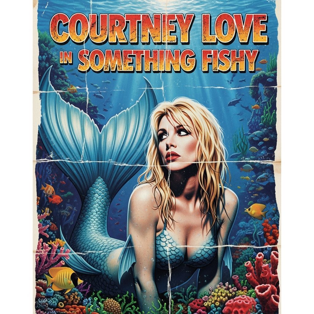 Courtney Love as Mermaid in 90s Movie Poster