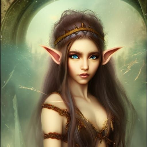 Beautiful Elf Girl Portrait in Detailed Digital Art