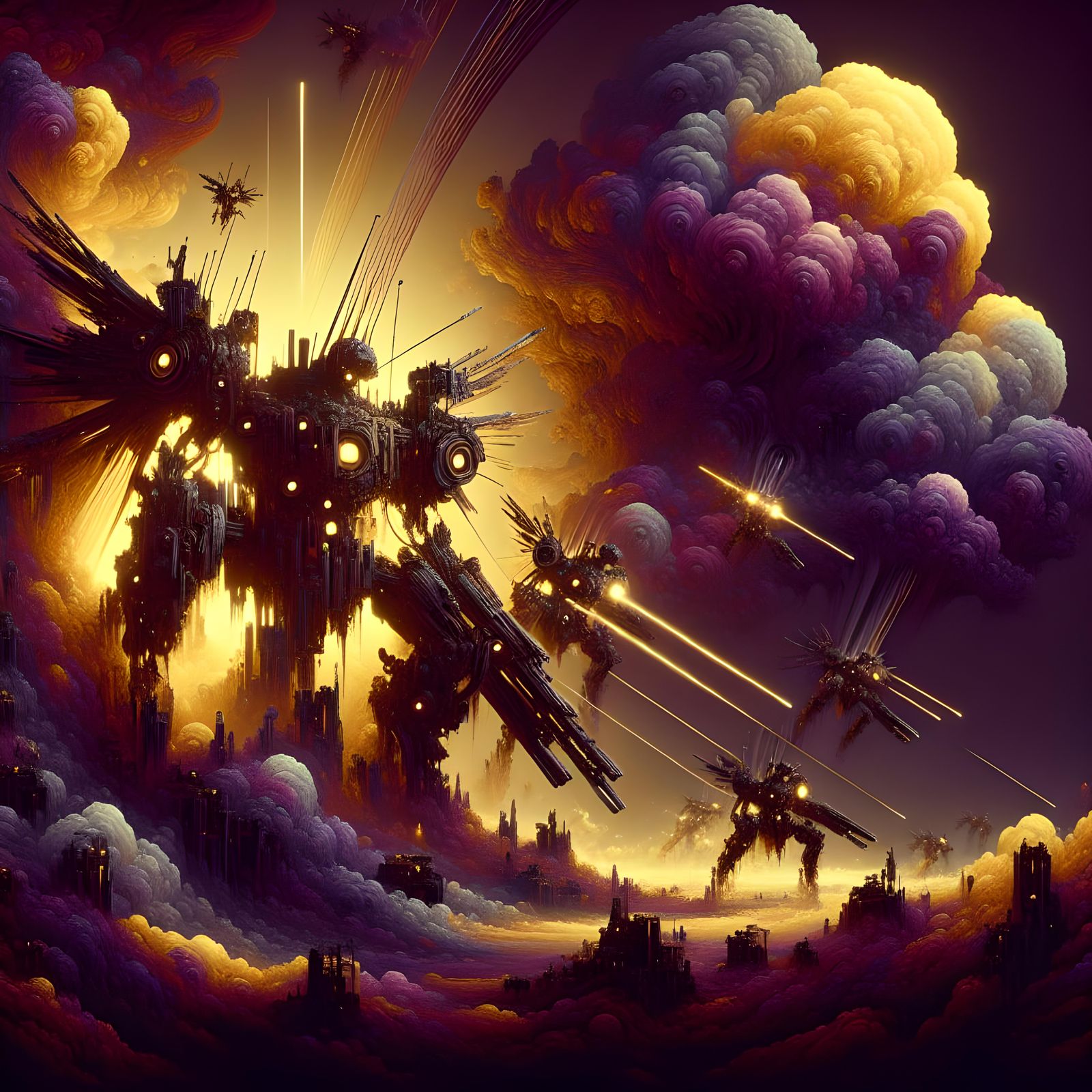 Apocalyptic Robot World in Dark Fantasy Style