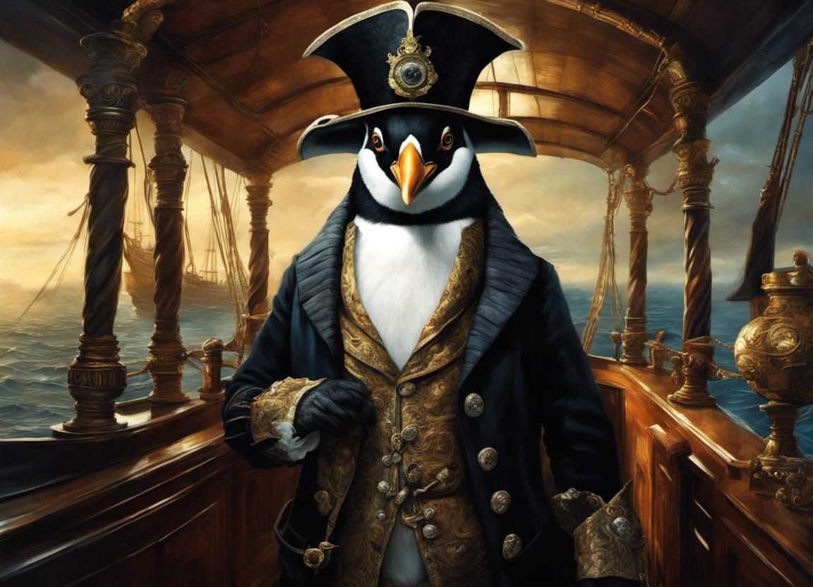 penguin admiral on a ship