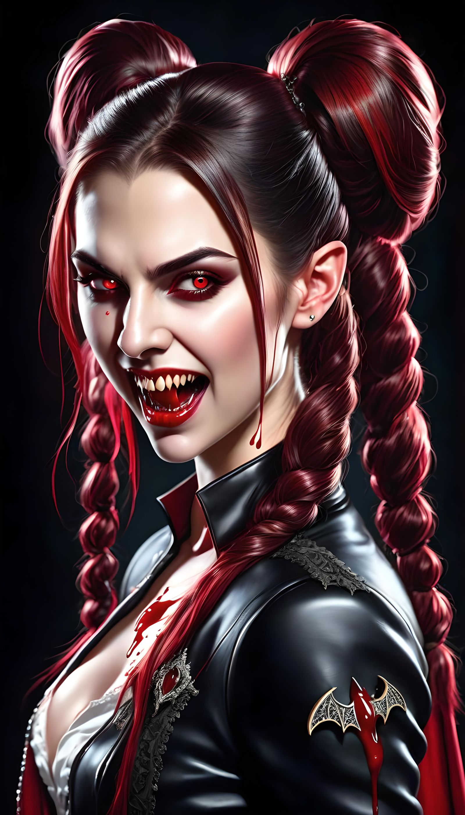 Hyperrealistic Vampire with Dripping Blood in Hyper3D