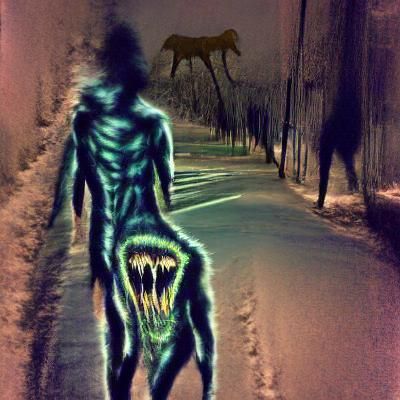Eerie Skinwalker Stalks Through Dark Forest