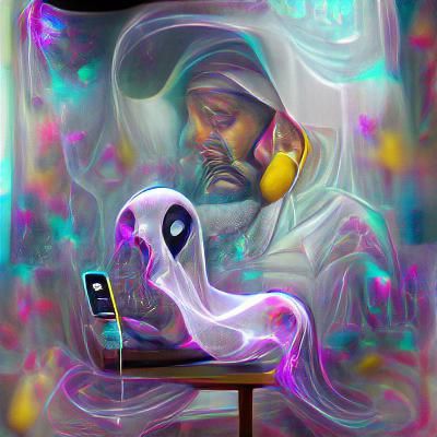 Ghostface on the Phone: Cosmic Holographic Illustration
