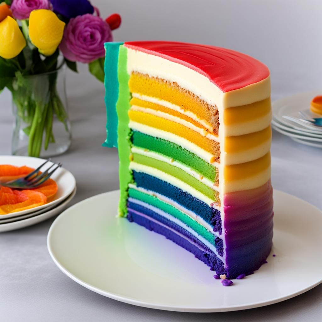 Colorful Six-Layer Rainbow Cake