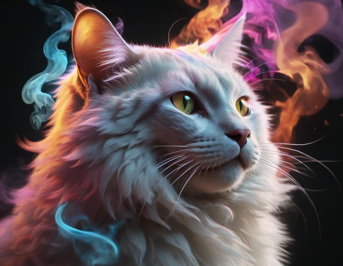 Ethereal Ghost Cat in Hyperrealistic Digital Art