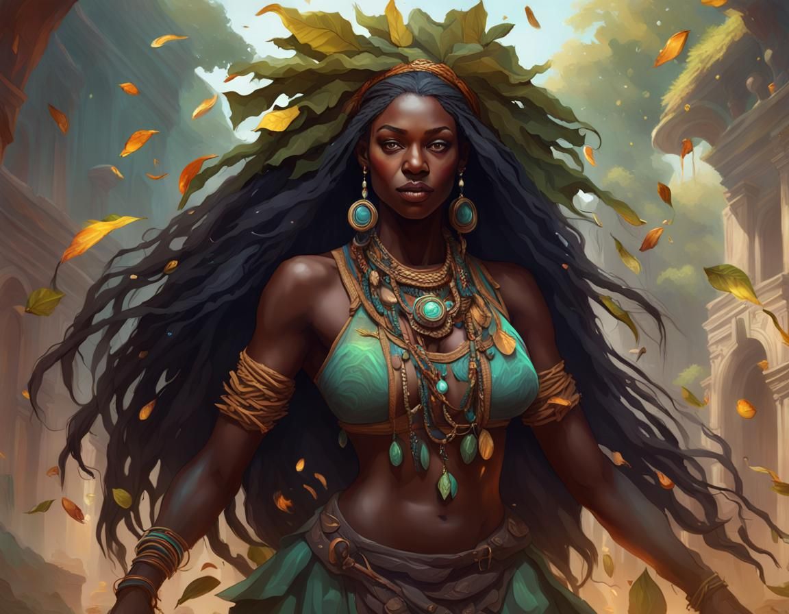 African Witch Dances, Casting Runes: Hyperdetailed Portrait