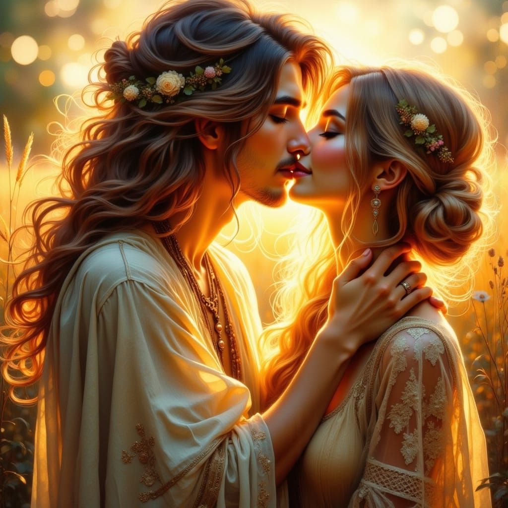 Romantic Couple in Art Nouveau Style